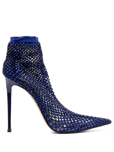 Le Silla Gilda 85mm Crystal-embellished Boots In Blue