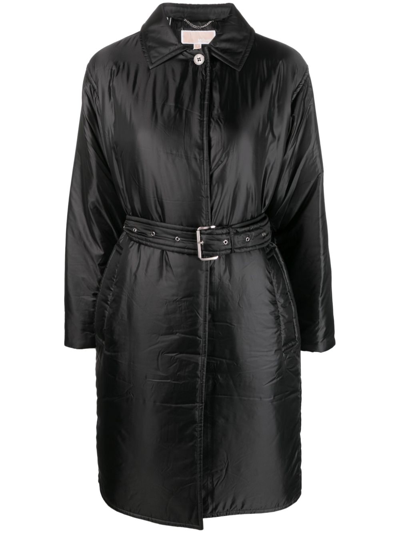 Michael Michael Kors Classic-collar Padded Mid Coat In Black