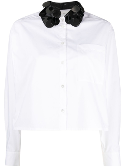 Tela Sequin-detailing Cotton Shirt In White