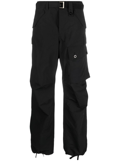 Sacai Straight-leg Cargo Trousers In Black