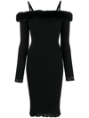 Blumarine Black Viscose Stretch Off Shoulder Dress In Black