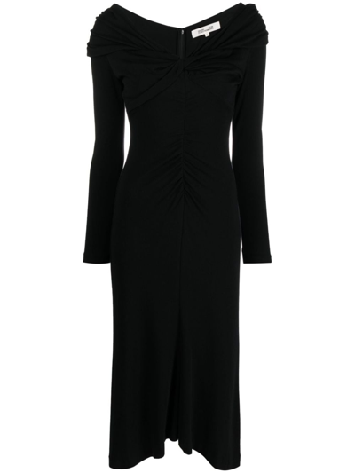 Diane Von Furstenberg Ruched Off-shoulder Dress In Black