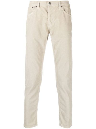 Dondup Low-rise Tapered Corduroy Trousers In Neutrals