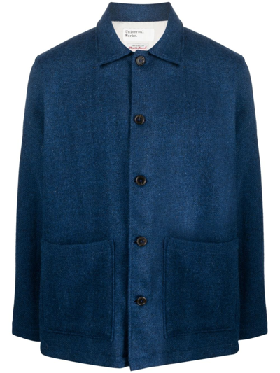 Universal Works Travail Button-fastening Overshirt Jacket In Blue