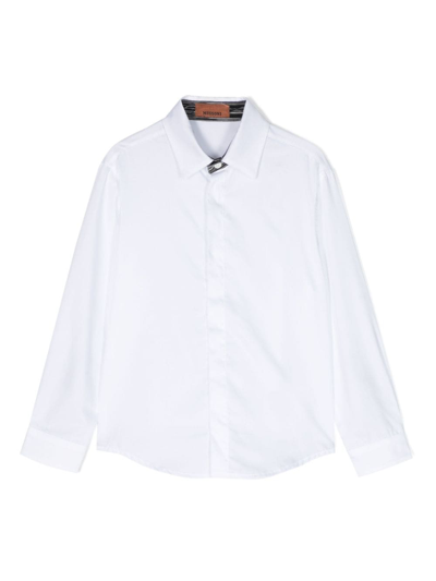 Missoni Kids' Contrasting-trim Cotton Shirt In White