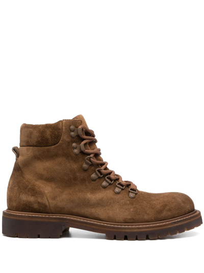 Officine Creative Boss Suede Ankle Boots In Brown