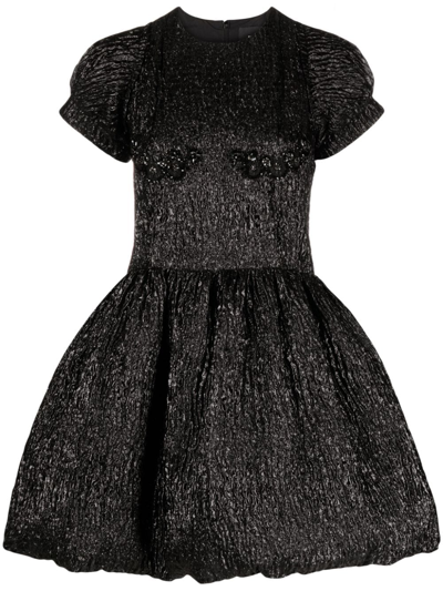 Simone Rocha Puff Sleeve Balloon Dress with Back Bow Detail in White