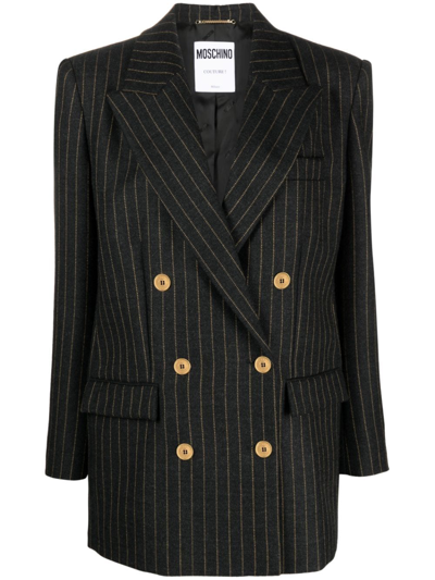 Moschino Double-breasted Blazer In J1490 F Grey