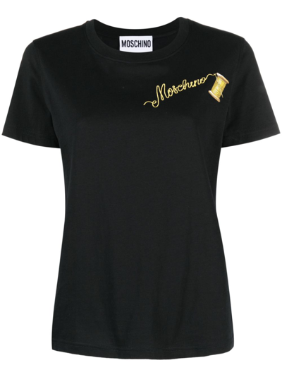 Moschino Logo-print Cotton T-shirt In Black