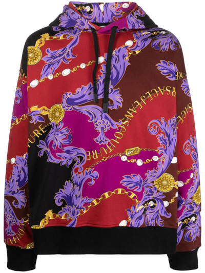 Versace Jeans Couture Baroque-print Cotton Hoodie In Multicolor