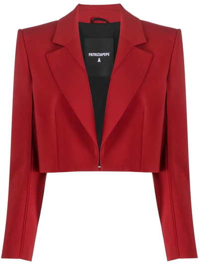 Patrizia Pepe Essential Single-breasted Cropped Jacket In Red