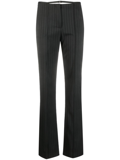 Patrizia Pepe Flannel Pinstripe-print Tailored Trousers In Black