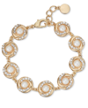 Charter Club Gold-tone Pave & Imitation Pearl Flex Bracelet, Created For Macy's In Gold