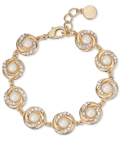 Charter Club Gold-tone Pave & Imitation Pearl Flex Bracelet, Created For Macy's