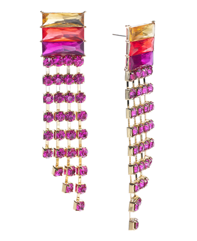 Inc International Concepts Gold-tone Crystal Fringe Statement Earrings, Created For Macy's In Pink