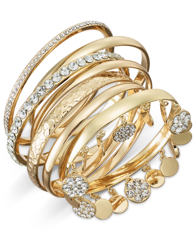 Inc International Concepts 7-pc. Set Crystal Bangle Bracelets, Created For Macy's In Gold