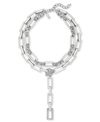 Inc International Concepts Silver-tone Pave Link Layered Lariat Necklace, 18" + 3" Extender, Exclusively At Macy's In Silver