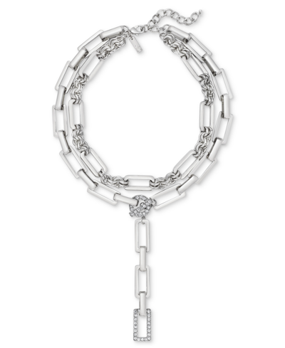Inc International Concepts Silver-tone Pave Link Layered Lariat Necklace, 18" + 3" Extender, Exclusively At Macy's