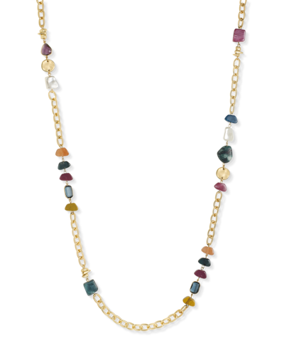 Style & Co Gold-tone Mixed Bead Station Strand Necklace, 42" + 3" Extender, Created For Macy's In Multi