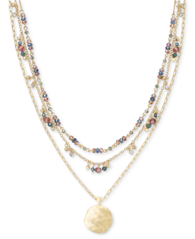 Style & Co Mixed-metal Layered Beaded Pendant Necklace, 17" + 3" Extender, Created For Macy's In Gold
