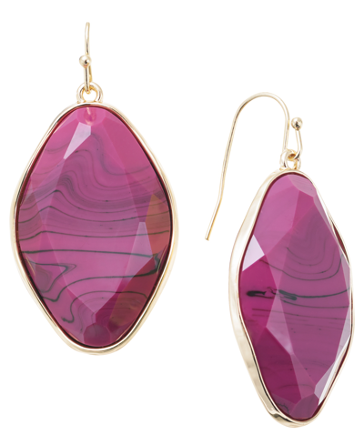 Style & Co Gold-tone Oval Color Stone Drop Earrings, Created For Macy's In Purple