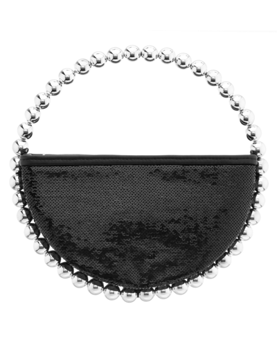 Nina Crystal Minaudiere With Metal Handle In Black