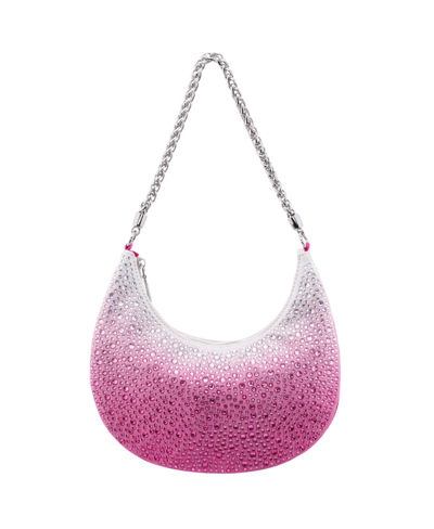 Nina Crystal Ombre Satin Hobo In Ultra Pink Ombre