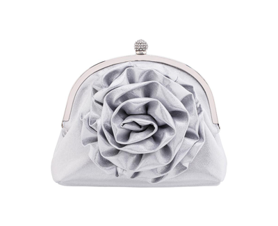 Nina Flower Embellished Frame Crossbody Clutch In Silver