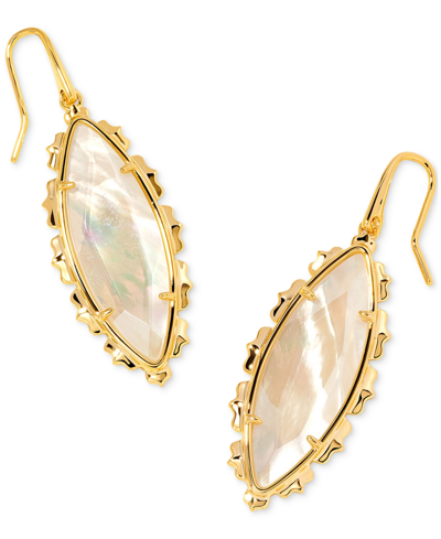 Kendra Scott 14k Abalone Marquise Drop Earrings (also In Mother Of Pearl & Pink Cat's Eye Glass) In Ivory Mother Of Pearl