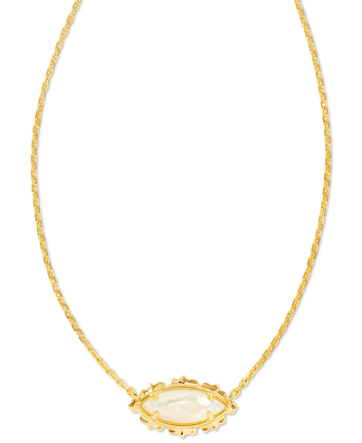 Kendra Scott 14k Gold-plate Mother Of Pearl Marquise Pendant Necklace, 16" + 3" Extender In Ivory Mother Of Pearl