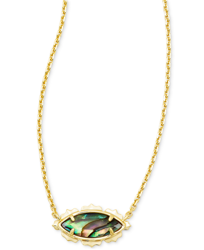 Kendra Scott 14k Gold-plate Mother Of Pearl Marquise Pendant Necklace, 16" + 3" Extender In Abalone