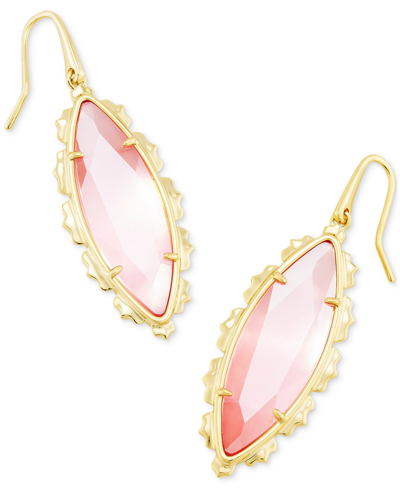 Kendra Scott 14k Abalone Marquise Drop Earrings (also In Mother Of Pearl & Pink Cat's Eye Glass) In Luster Plated Pink Cats Eye Glass