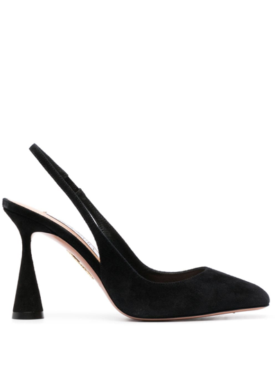 Aquazzura Amore 100mm Suede Pumps In Black