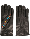 PAUL SMITH STRIPE-DETAIL LEATHER GLOVES