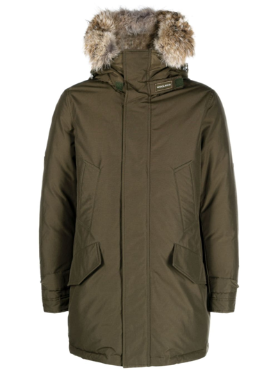 Woolrich Hooded Padded Parka In Brown