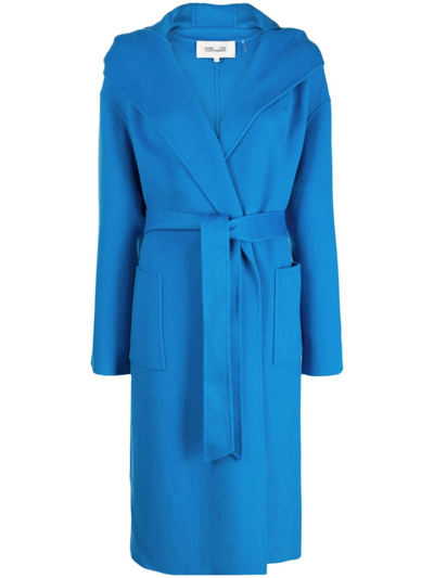 Diane Von Furstenberg Felted Wool Long Coat In Blue
