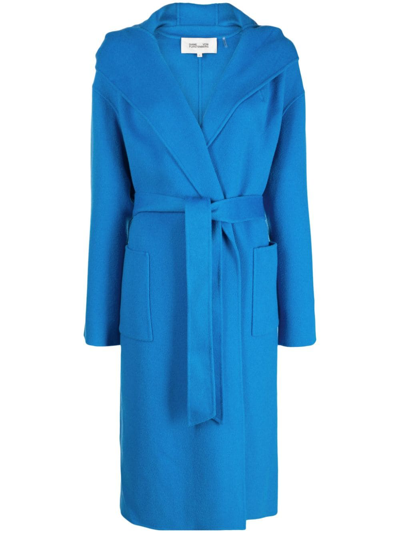 Diane Von Furstenberg Felted Wool Long Coat In Azure