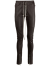RICK OWENS DRAWSTRING LEATHER SKINNY TROUSERS