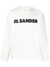 Jil Sander Men White Crewneck Sweatshirt With Contrasting Logo Print At The Front In Cotton Man In White