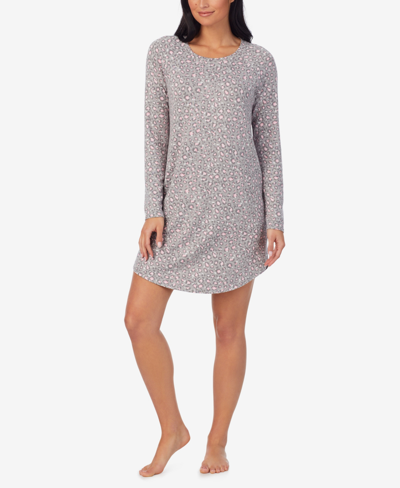 Cuddl Duds Women's Long Sleeve Sleepshirt Nightgown In Gray Fairisle