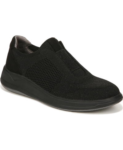 Bzees Premium Trophy Washable Slip-on Sneakers In Black Stretch Knit Fabric