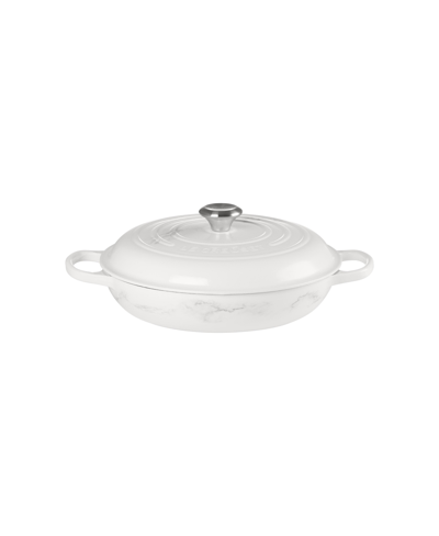 Le Creuset 6.75 Quart Cast Iron Oval Dutch Oven With Marble Applique In White