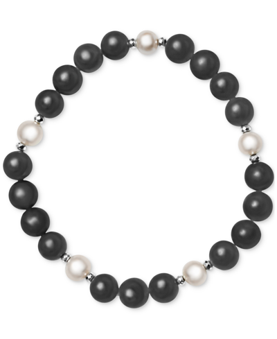 Macy's Dyed Green Jade, Cultured Freshwater Pearl (8mm) & Hematite Stretch Bracelet (also In Lavender Jade, In Charcoal