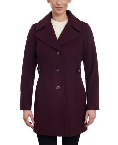 Anne Klein Women's Double-breasted Wool Blend Peacoat, Created For Macy's In Merlot