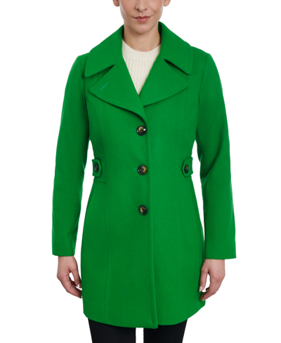 Anne Klein Women's Single-breasted Wool Blend Peacoat, Created For Macy's In Emerald Green