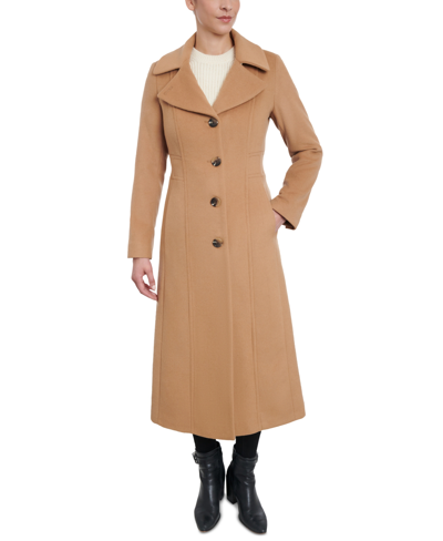Anne Klein Women's Single-breasted Wool Blend Maxi Coat, Created For Macy's In Camel