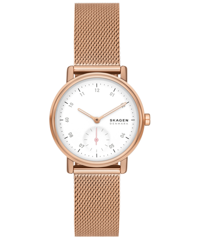 SKAGEN WOMEN'S KUPPEL LILLE QUARTZ THREE HAND ROSE GOLD-TONE STAINLESS STEEL WATCH, 32MM