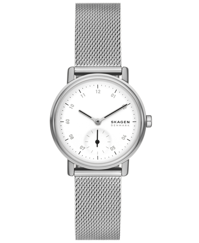 Skagen Women's Kuppel Lille Quartz Three Hand Silver-tone Stainless Steel Watch, 32mm In White