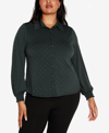 BELLDINI BLACK LABEL PLUS SIZE EMBELLISHED BUTTON-FRONT TOP