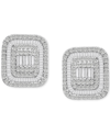 Wrapped In Love Diamond Round & Baguette Square Halo Cluster Stud Earrings (1 Ct. T.w.) In 14k White Gold, Created F In White Gold